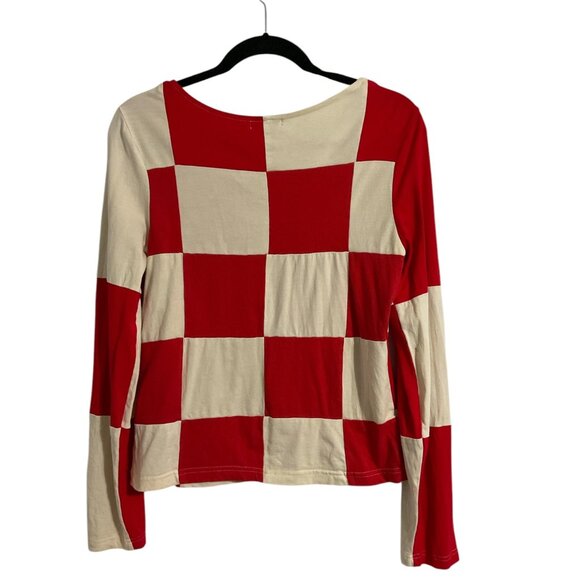 *Tyler McGillivary Emma Top Red & White Checkerboard Knit Size Medium - Picture 3 of 11